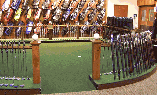 putter display in pro shop