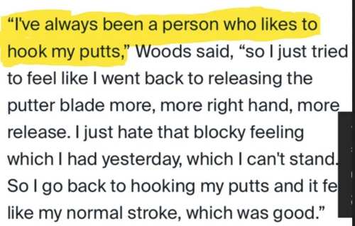 Tiger hooking putts quote